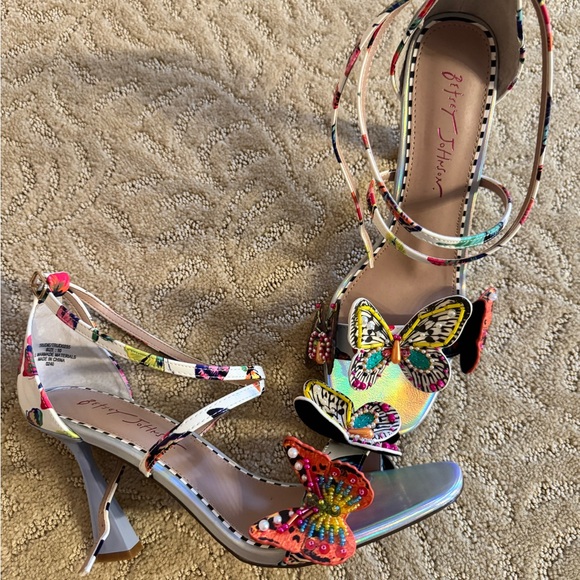 Betsey Johnson Shoes - 🦋 Betsey Johnson Butterfly Embellished Heels – Multicolor – Statement Shoes